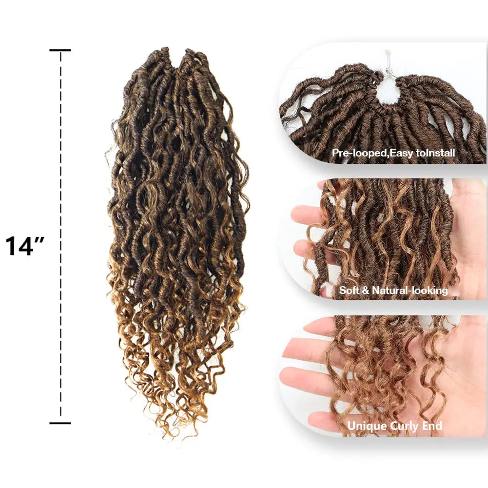 ( US ONLY) FAST SHIPPING GL | Toyotress® Curly Locs Crochet Hair - Natural Black Pre-twisted Faux Locs Crochet Braids, Short Pre-looped Synthetic Braiding Hair Extensions Toyotress